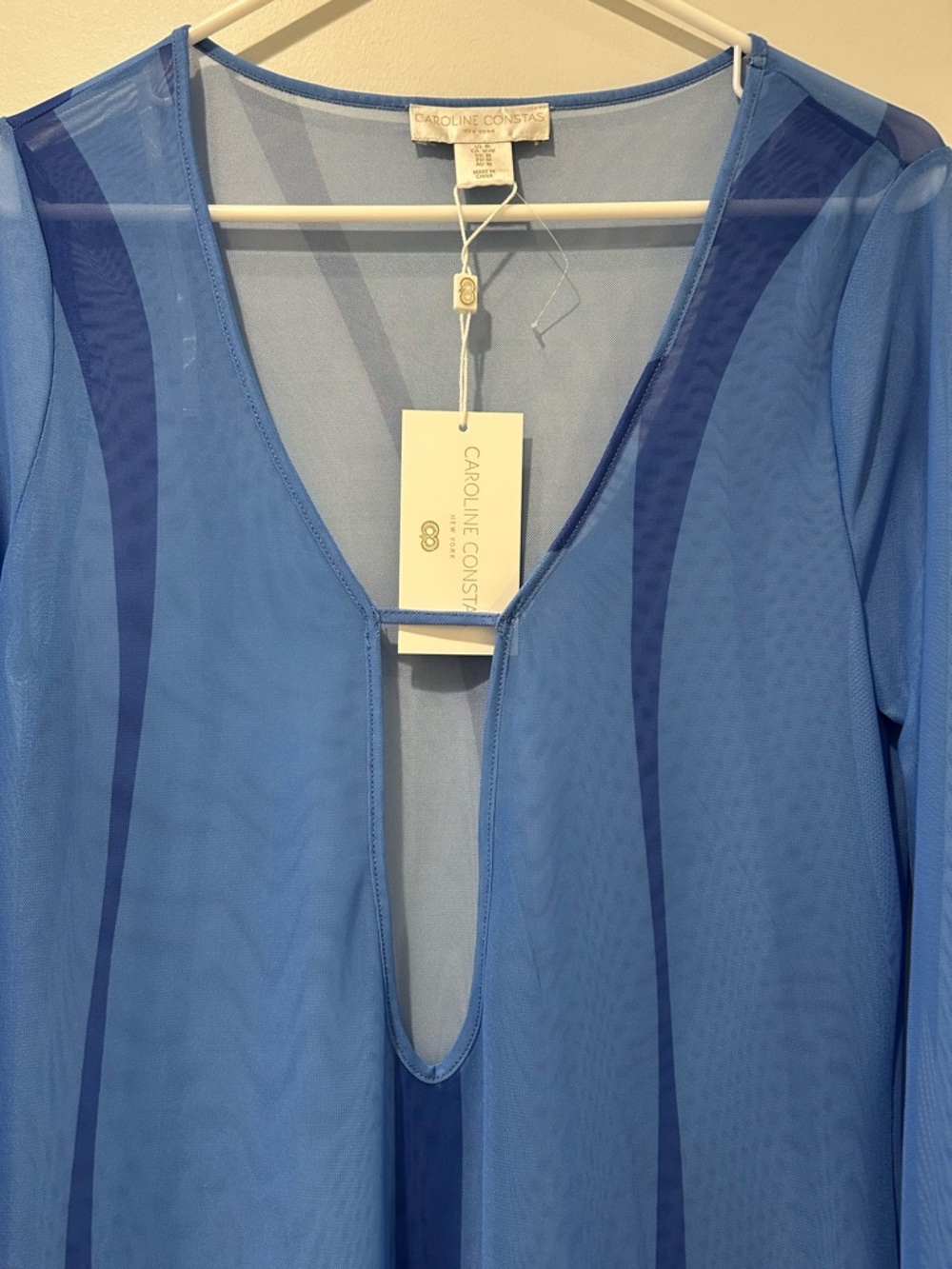 NWT Caroline Constas Lidi Light Blue Sheer Mesh Tunic Dress - Picture 6 of 8